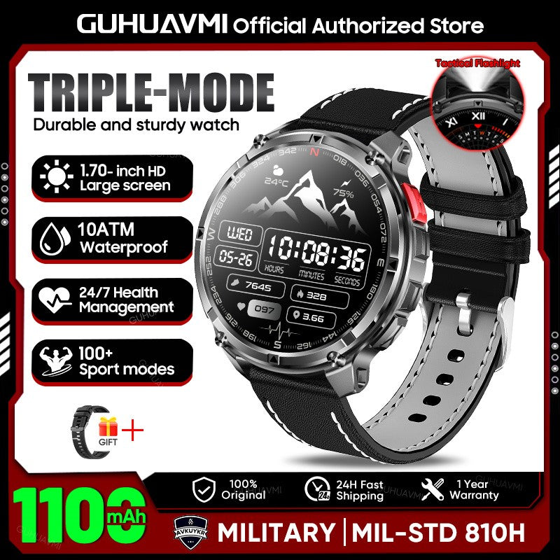 Smartwatch Masculino Novo T-REX3 2026 Bateria de 1100mAh 10ATM À Prova D'Água GPS Chamada Bluetooth 1.7" AMOLED HD Esportes Lanterna Inteligente
