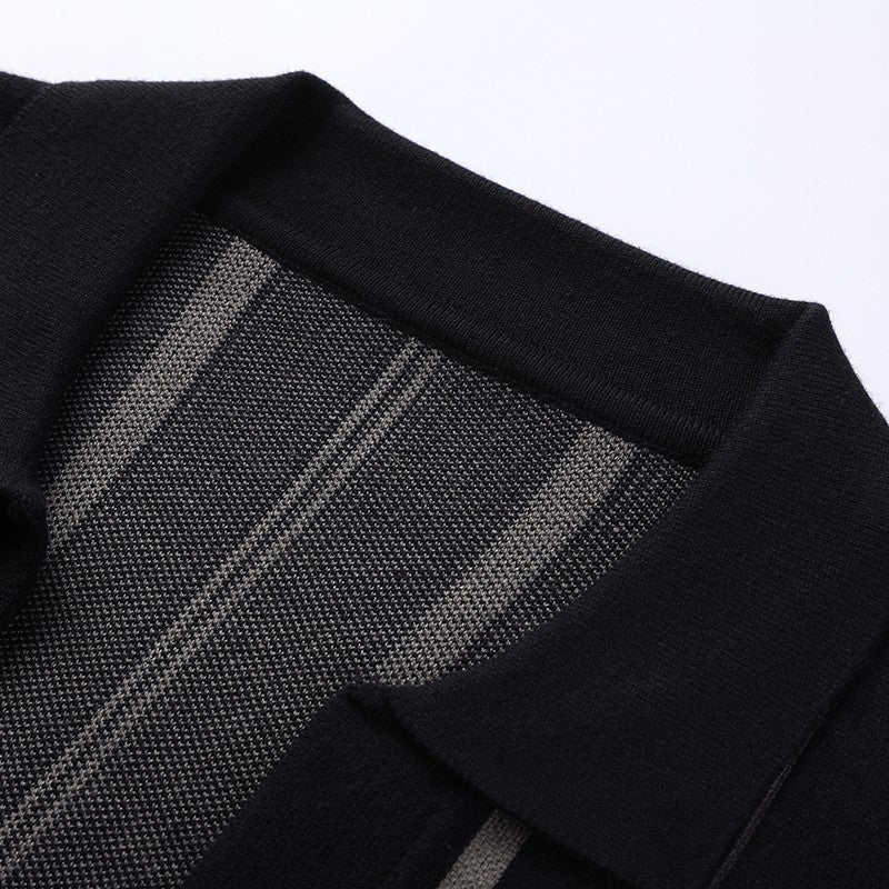Knitted Cardigan Men's Minimalist Black and White Sweater Autumn and Winter New Slim Fit Sweater Youth Striped Jacket