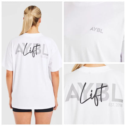 High Quality Women's Fashion Letter Printing Sports Fitness Short Sleeved T-shirt Crew Neck T Shirt Tops Unisex Tee Clothing