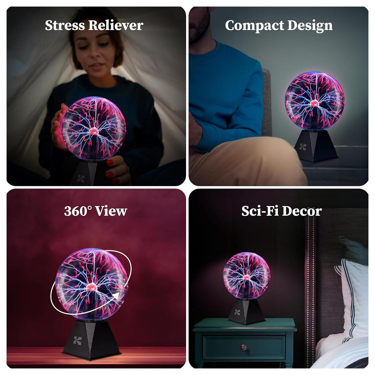 Plasma Lamp Eu Plug Light Static Globe Glass Ball Lightning Magic Electricity Powered Sensitive Touch Usb Red Bulb Battery 6Inch