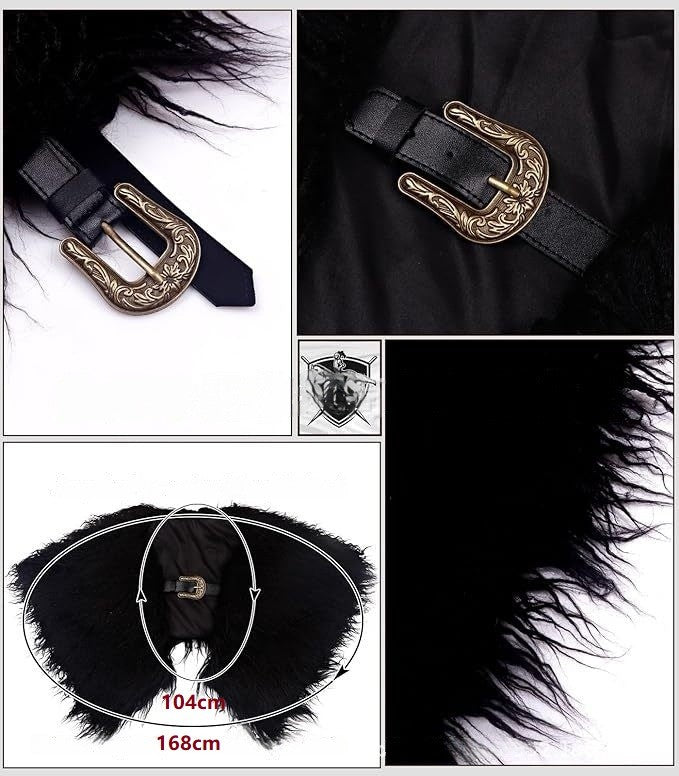 Fur Collar Winter Clothing King Warrior Cloak Viking Fur Shawl Medieval Warrior Artificial Fur Cloak Halloween Cosplay Costume