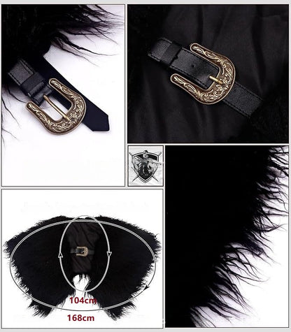 Fur Collar Winter Clothing King Warrior Cloak Viking Fur Shawl Medieval Warrior Artificial Fur Cloak Halloween Cosplay Costume