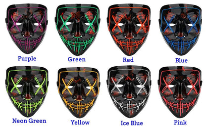 Poptrend Halloween Mask LED Light up Mask Scary mask for Festival Cosplay Halloween Costume Masquerade Parties Carnival Gift