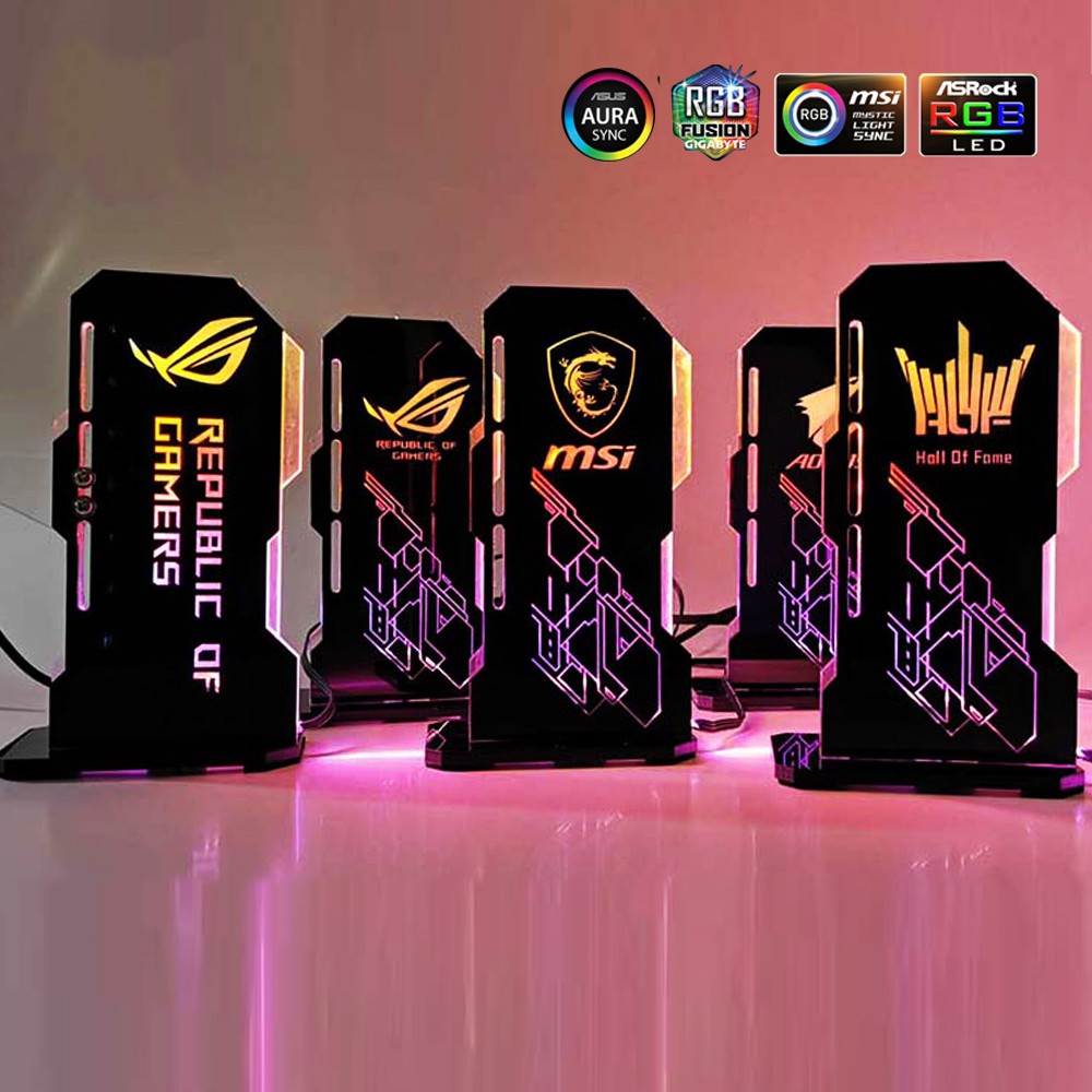 Suporte Vertical Ajustável de Placa de Vídeo MSI VGA ARGB para PC ROG, Suporte para Chassi de Placa de Vídeo, Cooler de Água Personalizado, MOD 5V 3 Pinos AURA