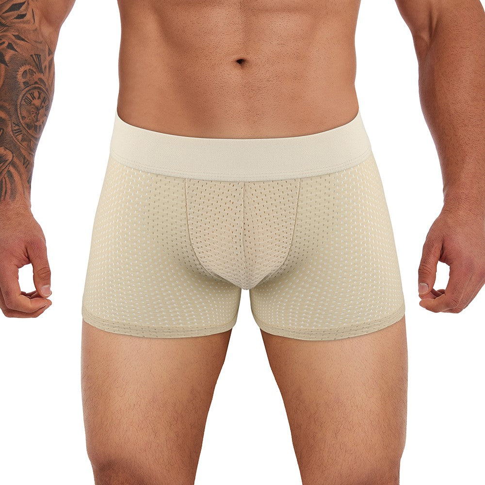 Men Hip Lift Body Shaper Sponge Fake Butt Padded Boxer Briefs Hollow out Breathable Slimming Underwear Body Shaping Enhancement