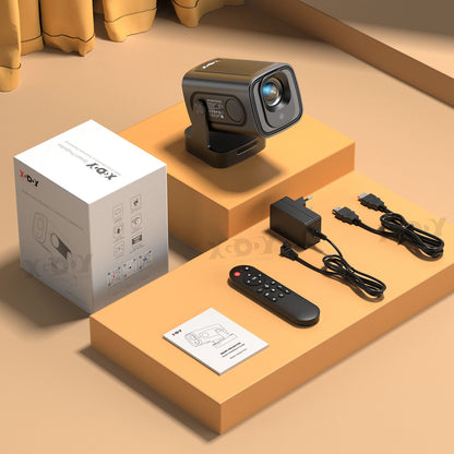 Projetor inteligente XGODY Gimbal5 PRO 4K HD 12000LMS com correção Keystone, nativo 1080p, Wi-Fi duplo, Bluetooth, Android e Home Theater
