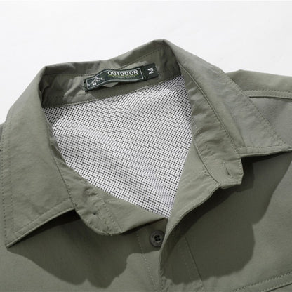 Men's Breathable Short Sleeve Shirt Men Casual Tactical Cargo Shirts Summer Quick Dry Hiking Work Shirts for Man Short-sleeved