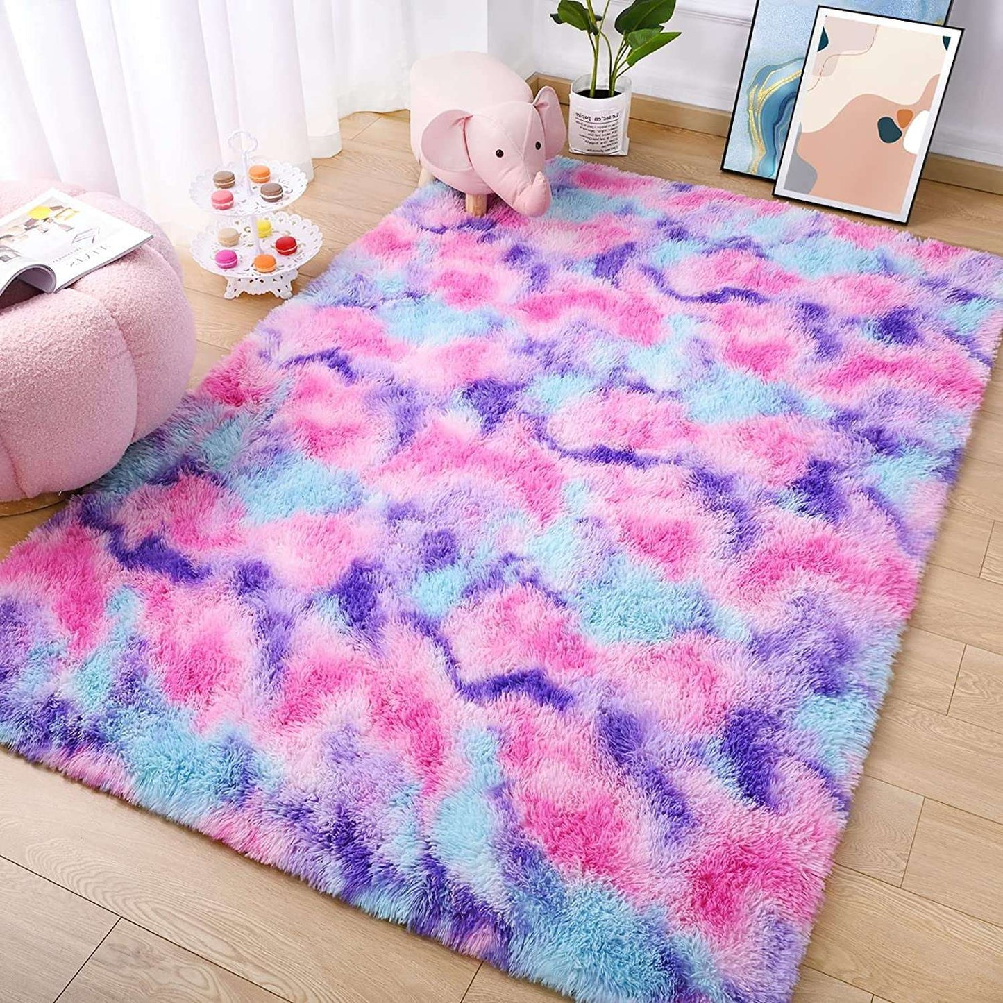 Lochas Super Soft Plush Tie Dye Velvet Rugs for Home Decor Large Size shaggy Rug Fluffy Carpet For Living Room Bedroom Kids Room
