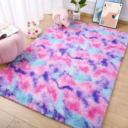 Lochas Super Soft Plush Tie Dye Velvet Rugs for Home Decor Large Size shaggy Rug Fluffy Carpet For Living Room Bedroom Kids Room