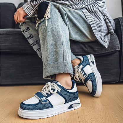 Tênis Masculino Azul da Moda 2025 Calçados Streetwear Hip Hop Tênis Casual Primavera Skate Tênis de Grife de Luxo Masculino