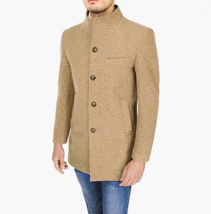 Elegant Jackets Man Single Breasted Man's Janket Solid Wool Blends Mid-length Trench Coat Long Men's Coat