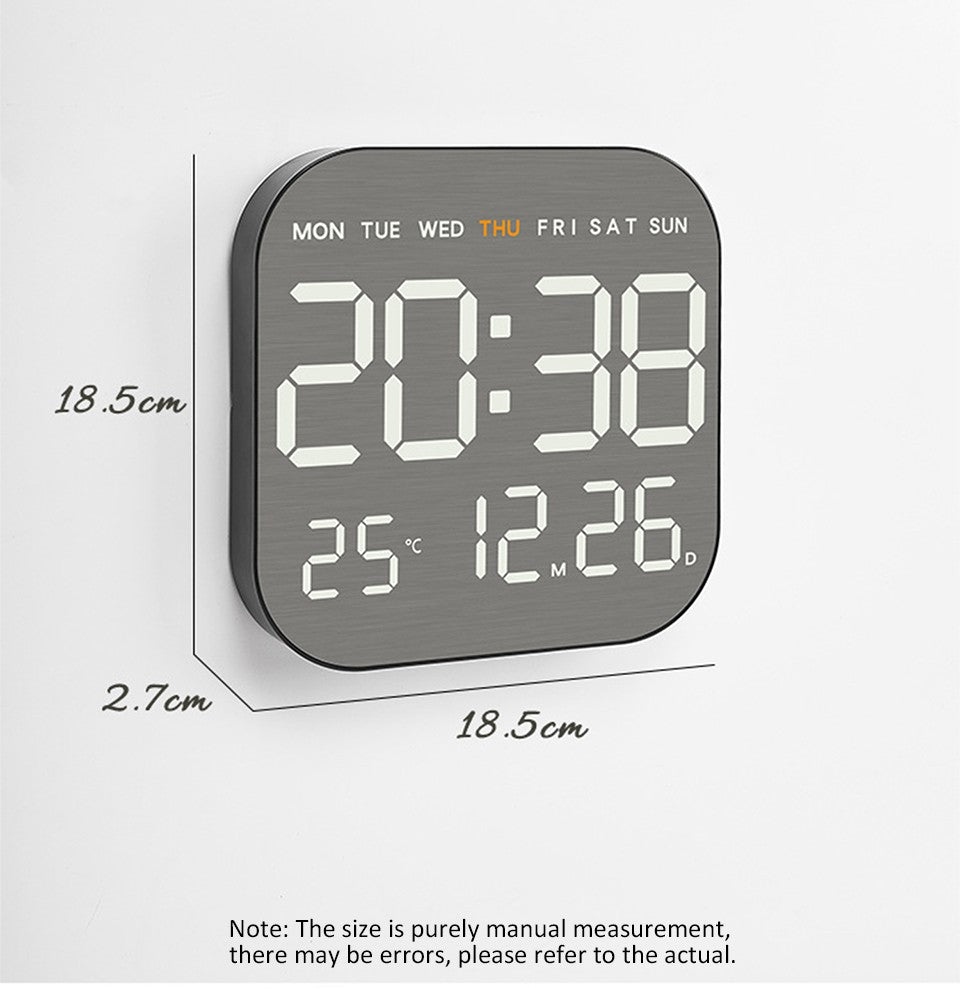 Mirror Brushed Finish Wall Clock Premium Feel Silent Wall Clock Table Alarm Clock Temp Display Bedroom Office Living Room Decor