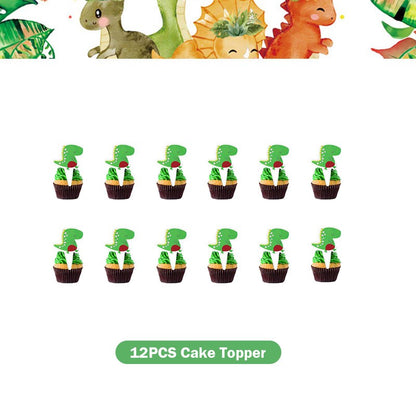 Happy Dinosaur Birthday Decoration Party Supplies Set Cup Plate Dinosaur Balloons Stickers Banner Gift Bags for Kids Boy Favors