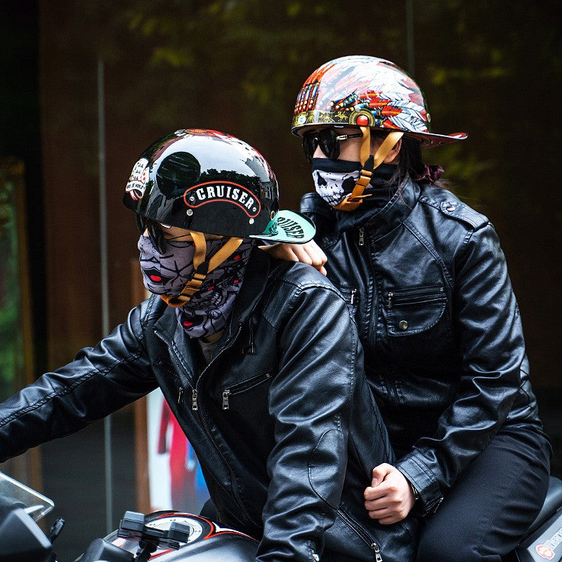 Boné de beisebol com personalidade retrô de gângster para homens e mulheres, capacete de motocicleta, capacete de beisebol, capacete de carro elétrico, meio capacete