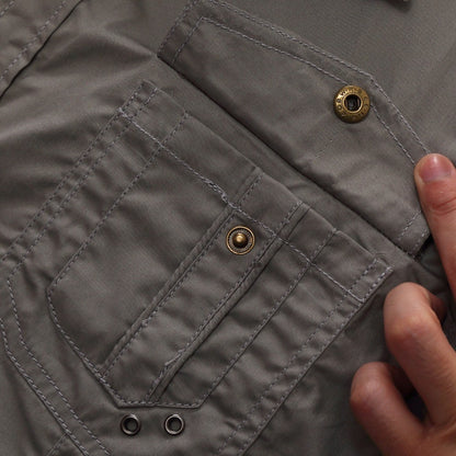 2022 New Arrive Mens Cargo Shirt Men Casual Shirt Solid Short Sleeve Shirts Multi Pocket Work Shirt Plus Size 100% Cotton