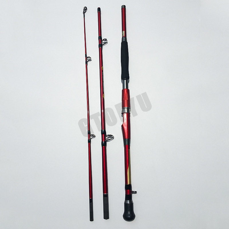 1.8M 2.1M  2.4M Portable 3-Piece Fishing Rod Travel Surf Saltwater Carbon Spinning Rod 30-50lb Boat Jigging Trolling Fishing Rod