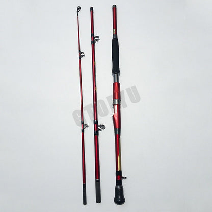 1.8M 2.1M  2.4M Portable 3-Piece Fishing Rod Travel Surf Saltwater Carbon Spinning Rod 30-50lb Boat Jigging Trolling Fishing Rod