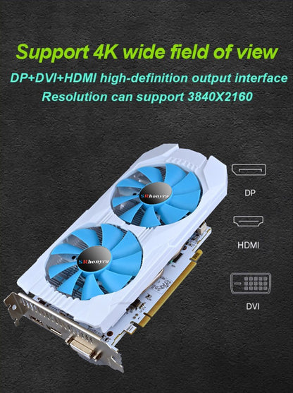SRhonyra RX 580 590 GME GTX 1660 Super 1660 Ti 1050 Ti Gaming Graphics Card 8/6/4GB GDDR5/6 GPU for PC Desktop Computer