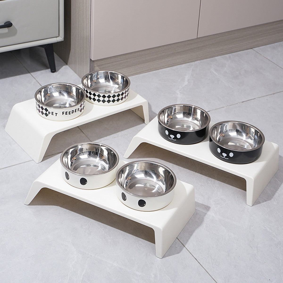 Tigelas Elevadas para Cães Suporte Alto com Tigelas Duplas de Aço Inoxidável para Alimentos e Água para Cães e Gatos de Pequeno, Médio e Grande Porte