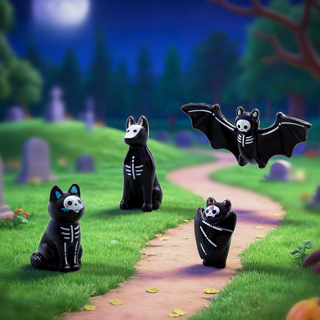 10-100pcs Halloween Mini Funny Ghost Owl Bat Figurine Desktop Decoration DIY Accessories Resin Micro Landscape Home Decorations