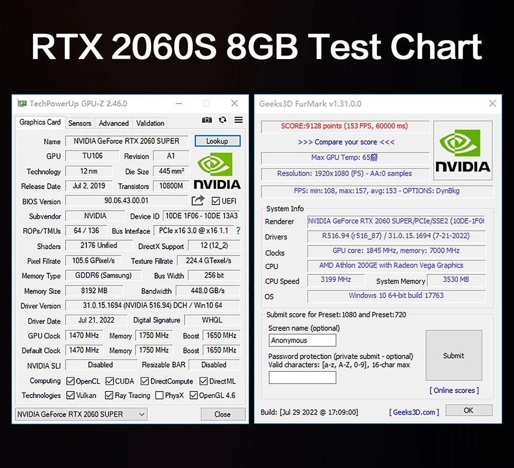 MLLSE RTX 2060 Super 8GB Placa de Vídeo para Jogos GDDR6 256Bit 8Pin PCI Express 3.0x16 rtx 2060 super 8gb games