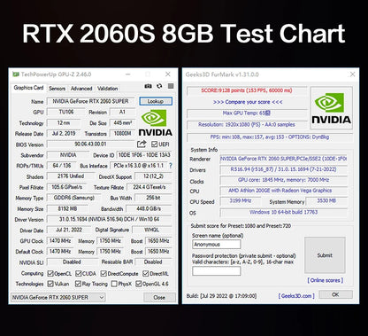 MLLSE RTX 2060 Super 8GB Placa de Vídeo para Jogos GDDR6 256Bit 8Pin PCI Express 3.0x16 rtx 2060 super 8gb games