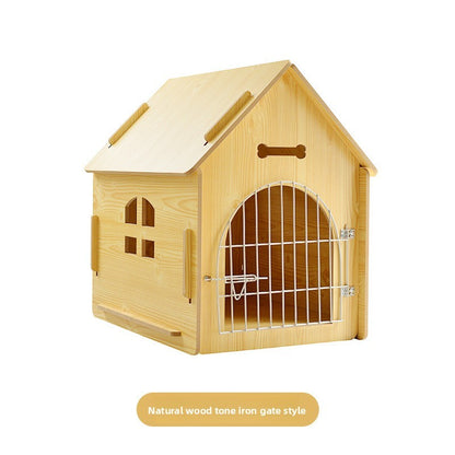 Casinha de cachorro e casinha de gato de madeira nova, casinha de cachorro com janela para animais de estimação, cabine para animais de estimação destacável, placa Osson de alta densidade, com portas de ferro