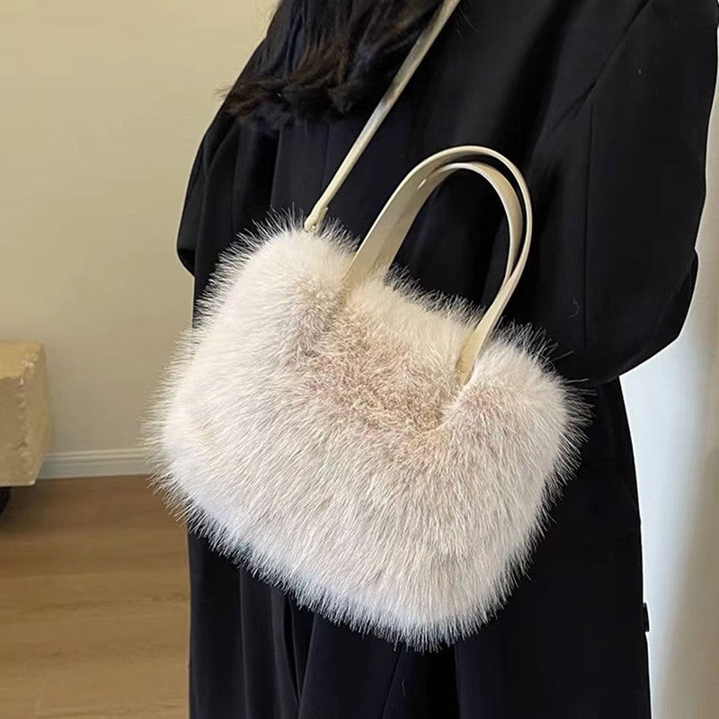Solid Zipper Women's Shoulder Bags Ladies Bags on Sale 2024 High Quality Winter Milk Cotton Women's Handbags Fashion Soft Bolsos