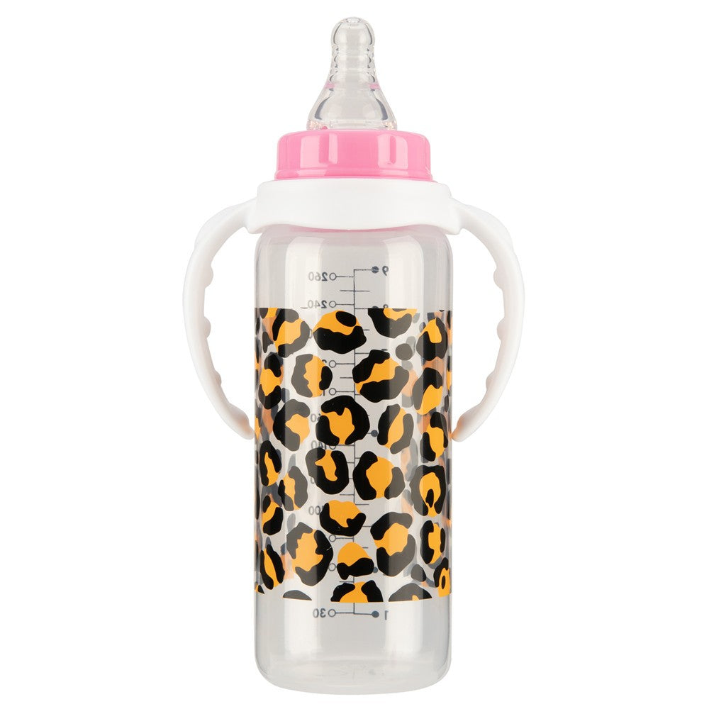 MIYOCAR unique Leopard baby bottle BPA free plastic 260ml standard neck special gift for baby lovely baby bottle feeding bottle