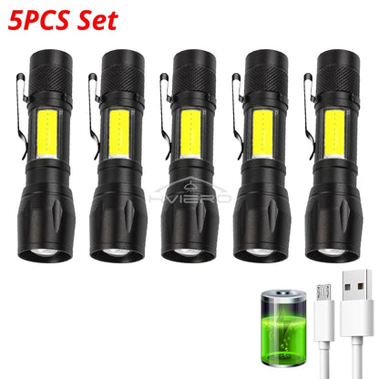 Flashlight Battery Charge Mini Led 3W Focus Adjustable Side Lamp Convenient Waterproof T6 Light Ultra Bright For Camping Hiking