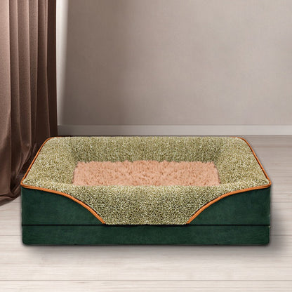 Uma cama de cachorro gigante removível lavável para todas as estações, sofá cama para pet, sofá cama para gato confortável e macio com bordas elevadas,