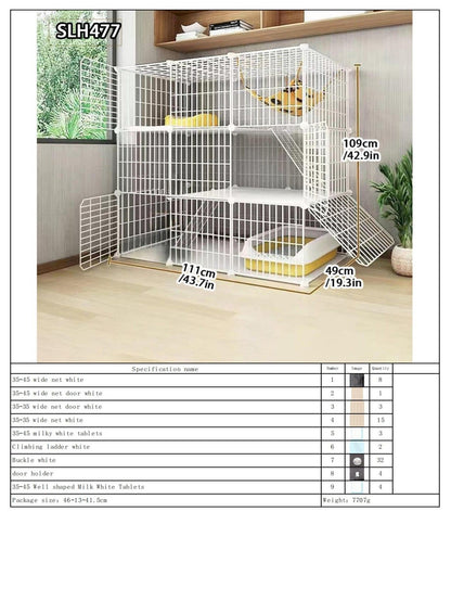 Grande Gaiola de Gato para Uso Doméstico, Vila de Gatos Gigante Interna, Estrutura de Escalada para Gatos com Espaço Livre de Várias Camadas, Casa de Gatos Luxuosa, Casa de Gatos