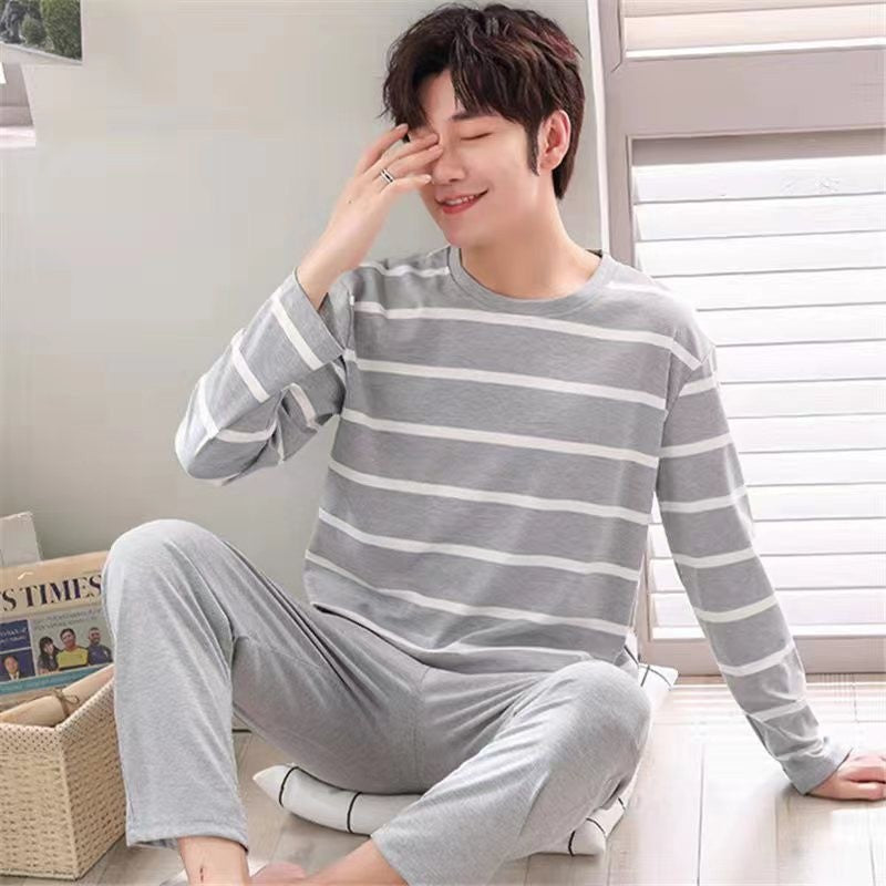 Spring-Autumn New Arrival Men's Pyjamas Long-Sleeved Loungewear Set Autumn-Winter Youth & Middle-Aged Lightweight Pyjama Set
