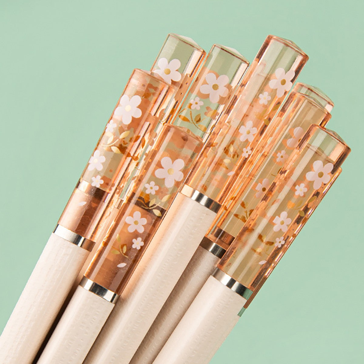 5 Pares de Hashis Sakura Âmbar Pétalas de Flor de Cerejeira Novo Padrão Antiderrapante Pauzinho de Sushi Hashis Ecológicos para Alimentos