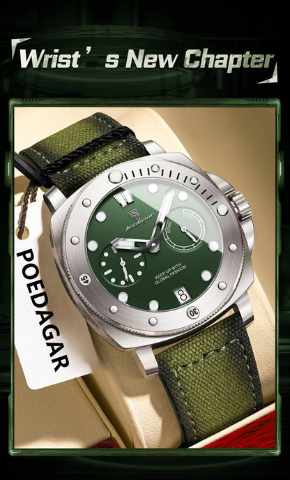 POEDAGAR High Quality Military Watch For Man Waterproof Luminous Date Fashion Men Clock Nylon Leather Quartz Men's Watches Reloj