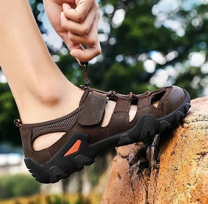 New Summer Mens  Sandals Genuine Leather Antiskid Breathable Outdoor Sandalias Trekking Casual Beach Shoe Male Loafers Big Size