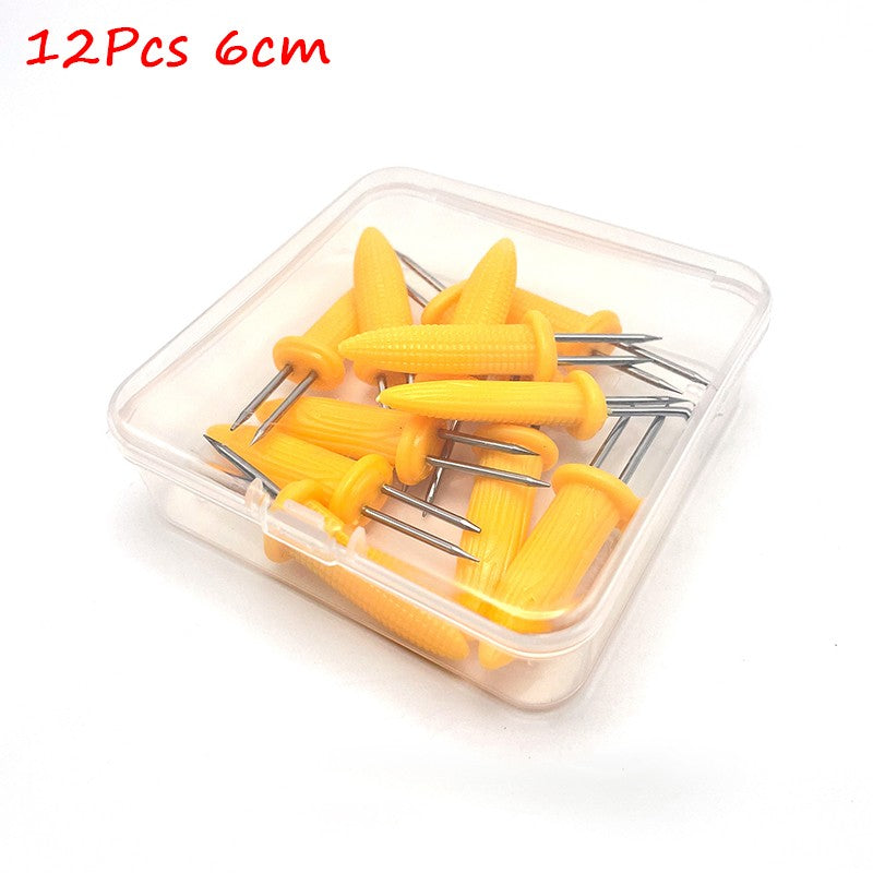 Stainless Steel Corn Fork 12/8Pcs With Box Anti Scalding Barbecue Corn Holders Camping Fruit BBQ Picnic Cooking Tools Outdoor