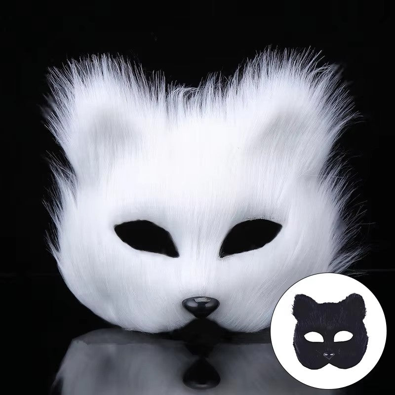 Halloween Fox Shape Half Face Eye Mask Sexy Imitation Cat Hair Animal Mask Christmas Carnival Party Cosplay Costume Props Masque