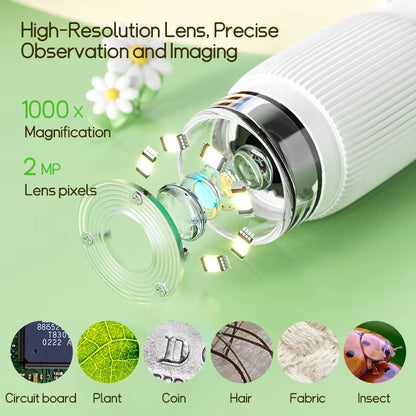 Microscópio Infantil 1000x Lupa Microscópio 200 Megapixels Com Função Foto e Vídeo LED Brinquedos Educacionais Ciência Para Crianças