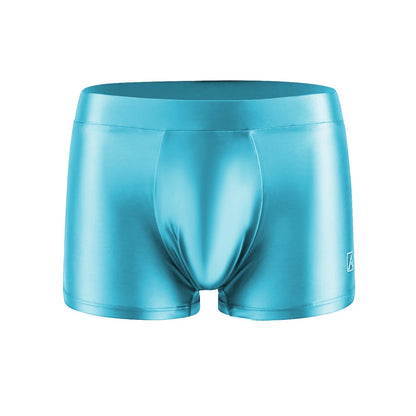 AMORESY Men's Satin Glossy Boxer Shorts Breathable High Elastic Sports Thin Soft Brief Swimming Fitness Solid Leggings Underwear