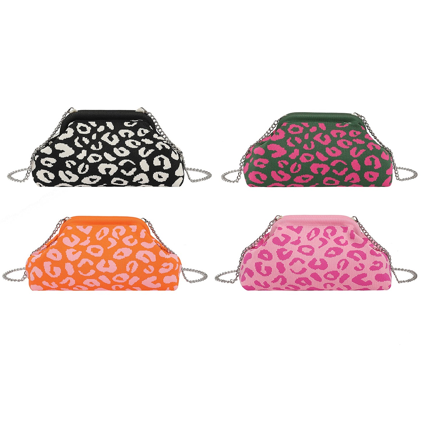 Dopamine Leopard Print Clutch Bag with Detachable Strap Elegant Crossbody Bag Women's Fashion Handbags for Women and Girls