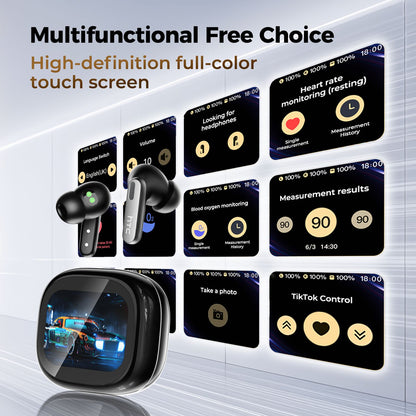 Bluetooth Headphones HTC Wireless Earphones Full HD LCD Display Earpiece Noise Canceling Earbuds Comfortable for Music Sport