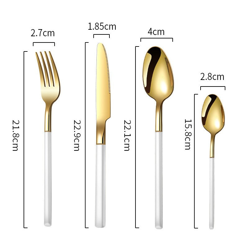 Cutlery set Thickening and widening high-grade 304 stainless steel tableware Knight knife fork spoon tableware set dinnerware
