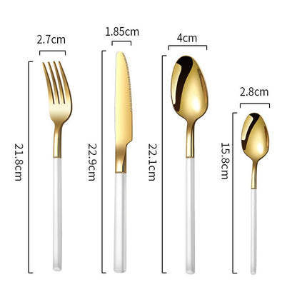 Cutlery set Thickening and widening high-grade 304 stainless steel tableware Knight knife fork spoon tableware set dinnerware