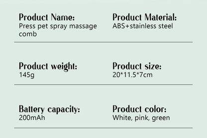 Pente a vapor para cães, escova de massagem para animais de estimação, carregamento USB, cabeça redonda segura, dentes macios, pente universal para remoção de pelos para cães e gatos
