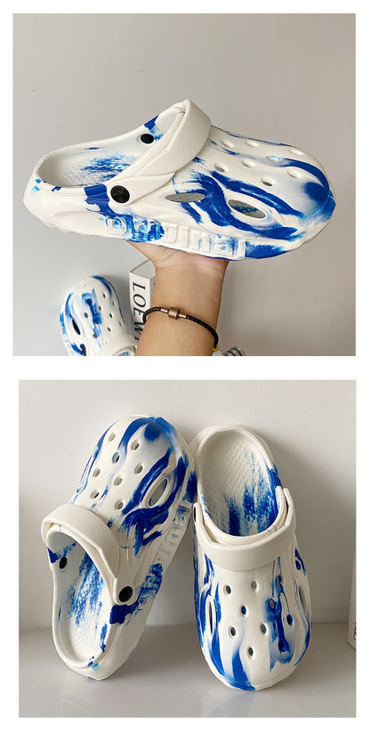 Shevalues Fashion Men Clogs Slippers Casual Hole Beach Sandals Outdoor Men Garden Shoes Summer Soft Sandals Home Bathroom Slides