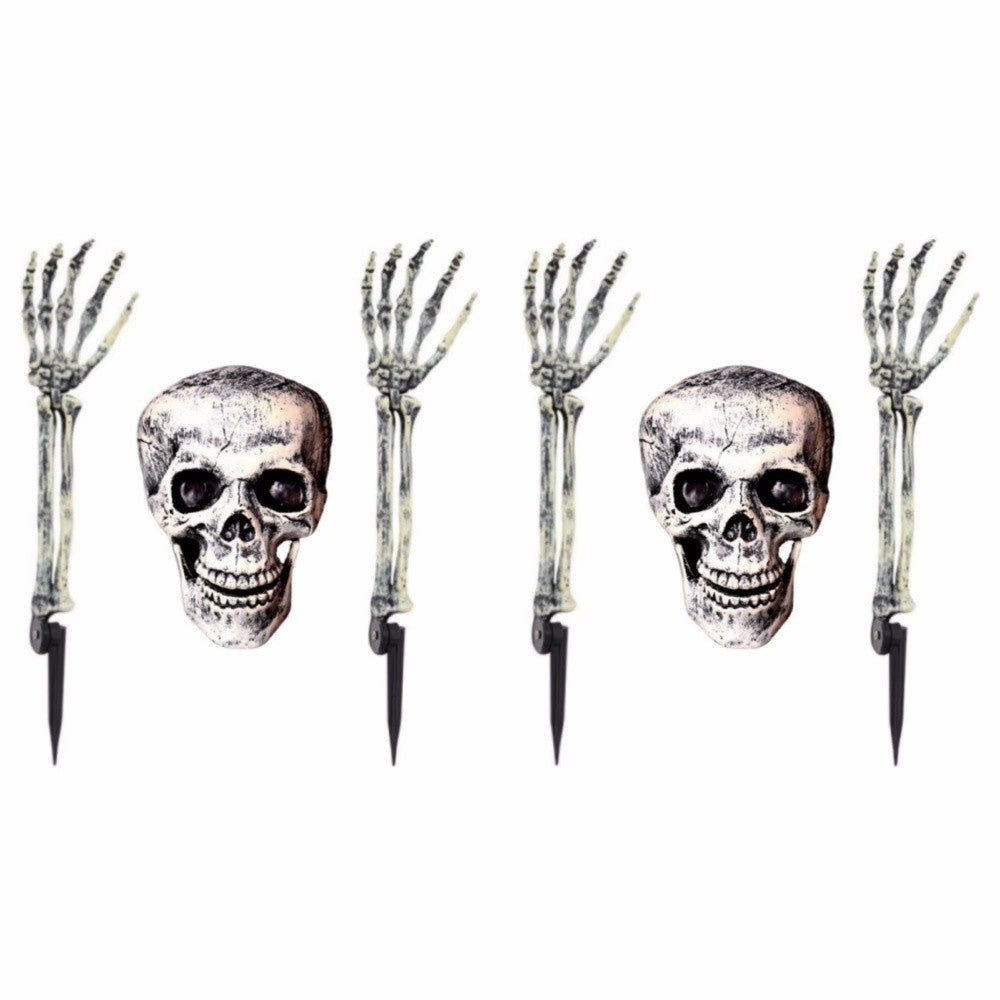 3-6pcs Bone Skeletons Yard Ground Stakes Simulated Ghost Skull Hand Props Halloween Garden Outdoor Insert Party Decoration