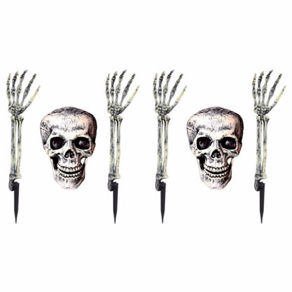 3-6pcs Bone Skeletons Yard Ground Stakes Simulated Ghost Skull Hand Props Halloween Garden Outdoor Insert Party Decoration