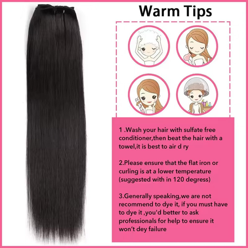 Apliques de Cabelo Lisos com Presilha em Extensões de Cabelo Preto Suave Apliques de Cabelo 16-28 Polegadas Apliques de Cabelo Grossos com Presilha