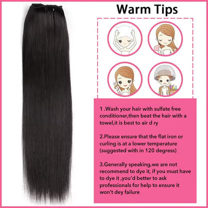 Apliques de Cabelo Lisos com Presilha em Extensões de Cabelo Preto Suave Apliques de Cabelo 16-28 Polegadas Apliques de Cabelo Grossos com Presilha